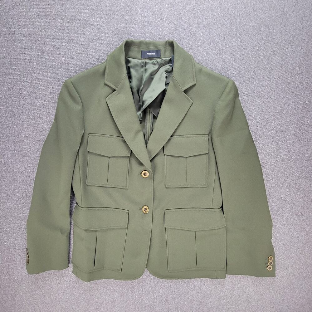 Theory Blazer Womens 4 Olive Military Utilitarian Classic READ